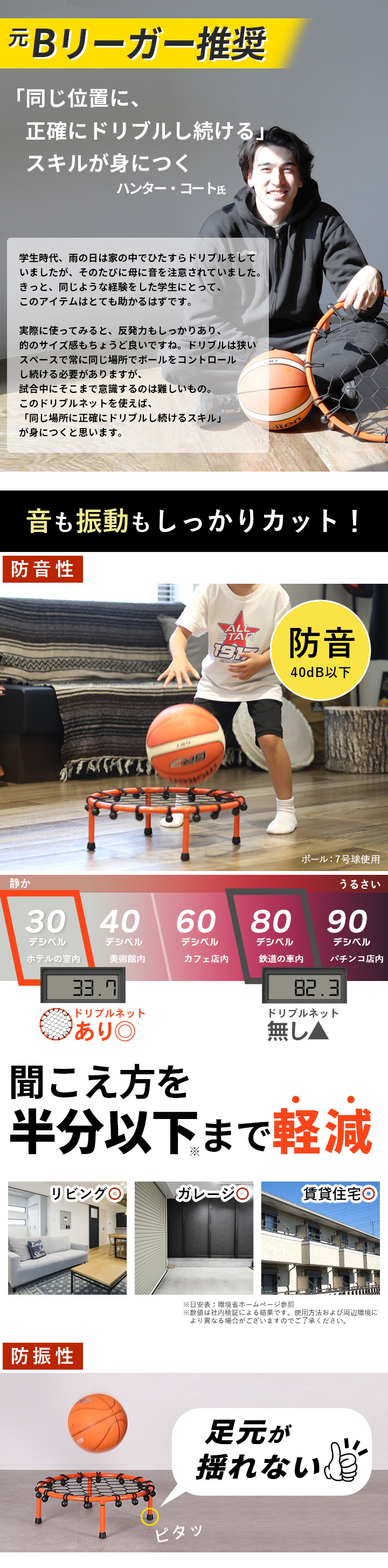 ドリブルネット バスケットボール ドリブル練習 防音